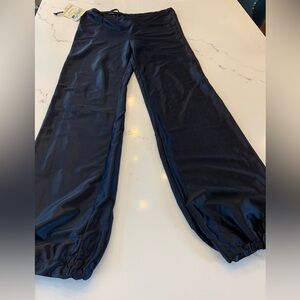 NEW Vintage 90’s Disco Fever Black Satin Drawstring Pants Size 7/8 Medium.